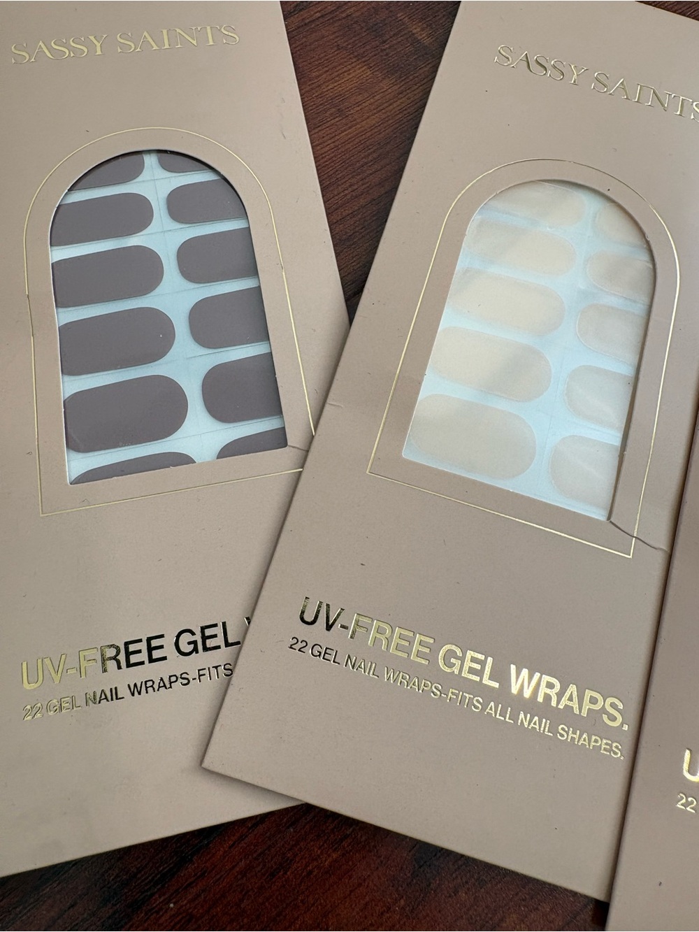 NEW Sassy Saints UV-Free Gel Nail Wraps - Neutral & Pastel Shades - set of 5 - Picture 3 of 4